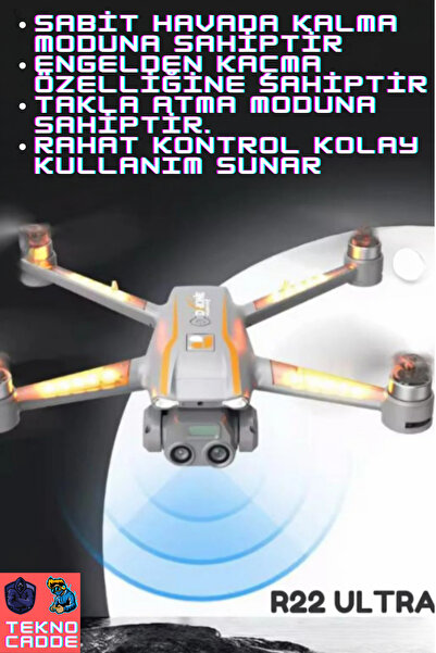 beboncool R22 Işıklı 100M Çift Batarya Taşıma Çantalı HD Çift Kameralı Kumandalı Drone