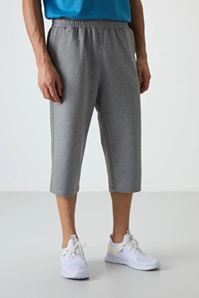 Joma Сірі меланжеві чоловічі капрі з бавовни з м'якою текстурою з вишивкою - 83102