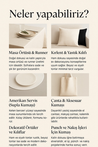 Morlay Ham Siyah Kumaş – Amerikan Bezi – Punch & Astar Kumaşı – Kırlent, Runner, Masa Örtüsü, Döşemelik