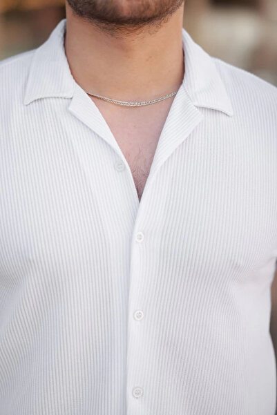 Bijuterria Men's Ottoman Fabric Apaj Collar Short Sleeve Shirt