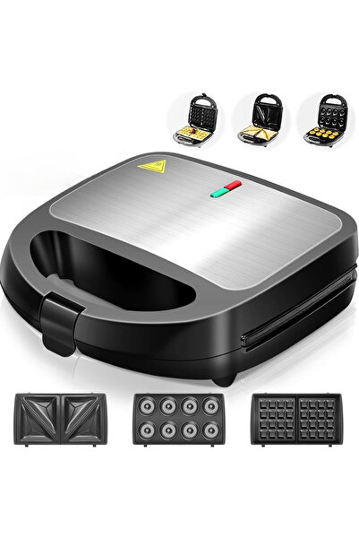 varioshop Aparat de sandvișuri 3 în 1 VarioShop®, sandvișuri, gofre și gogoși, putere 850W, termostat automat,