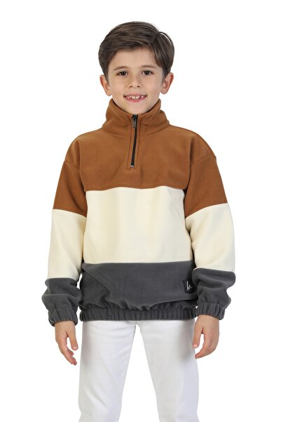 ERDEM KIDS سترة رياضية للأولاد مزودة بـ ياقة مرتفعة متوسطة الطول سحابات، خصر ...