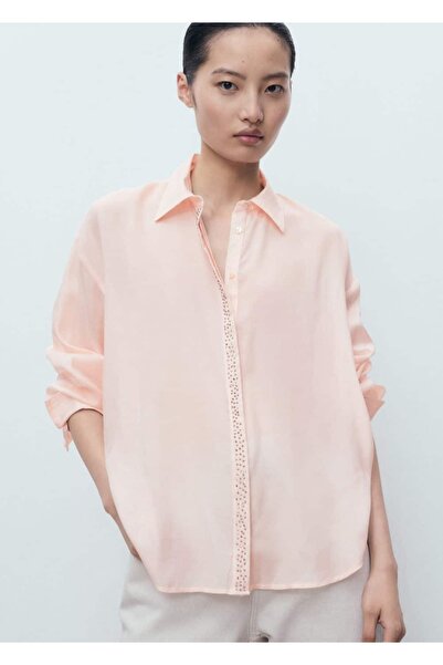 MANGO Woman Modal strass taşlı gömlek