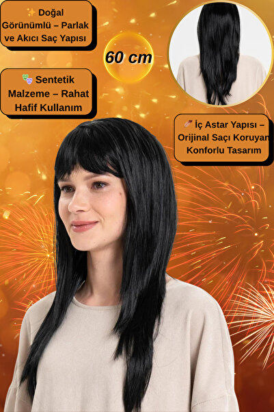 Tamsena Store Siyah Uzun Kostüm Peruğu – Parti, Dans ve Cadılar Bayramı İçin ...