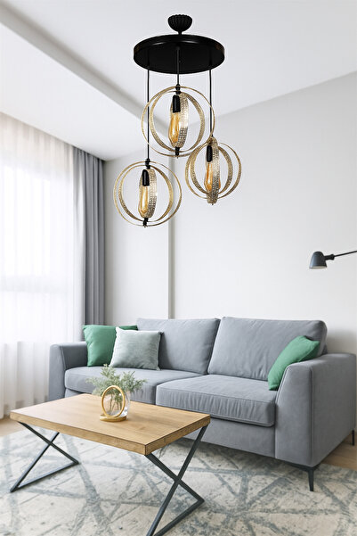 VENON علبة مصابيح متدلية من أوليفيا 3 - ثريا من الكروم الأسود