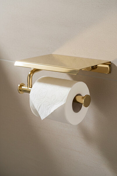 BanyomHome Clk Paslanmaz Pirinç Vera Tuvalet Kağıtlık Altın Gold