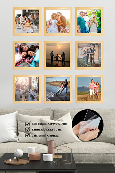 Batu Art Home 30x30 Cm 9 Adet Kare Anı Köşesi Resim Fotoğraf Çerçeve Seti Kor...