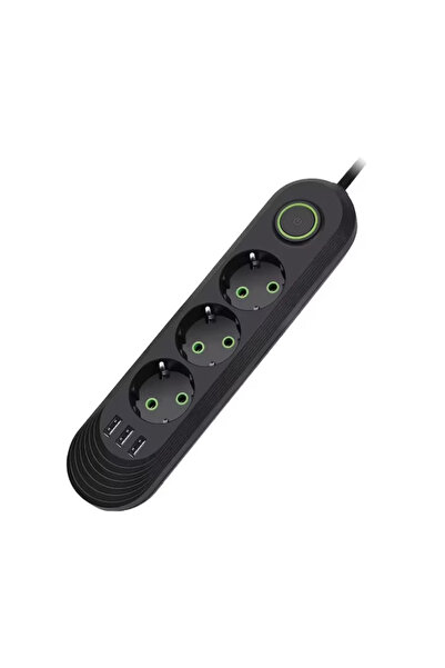 varioshop Universal Power Strip VarioShop, 3 Grounded Sockets, 3 USB Ports, 2...