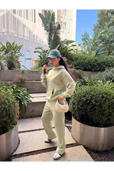 Keep Risen طقم هودي وبنطلون رياضي نسائي قصة فضفاضة بتصميم أنيق لا يتأثر بمرور الزمن