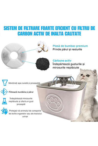 varioshop Fântână automată de apă pentru pisici și câini, 2,5 l, silențioasă, cu filtru de carbon activ, port USB