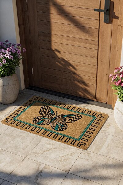 Cotto Home Coco Entry Ps024A Colorful Butterfly Pattern Thick Non-Slip Base Moisture Absorbing Stylish Design Door Mat