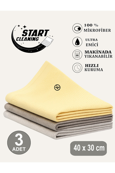 START CLEANING Koza-x Mikrofiber Sihirli Temizlik Bezi 3 Adet Cam,ayna,mutfak...
