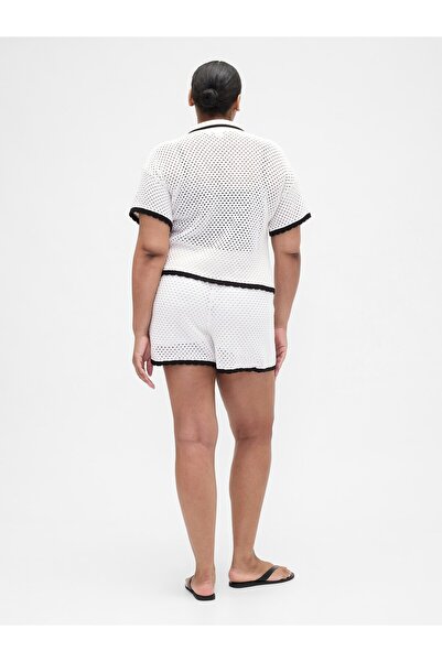 GAP Kadın Beyaz Kroşe Şort