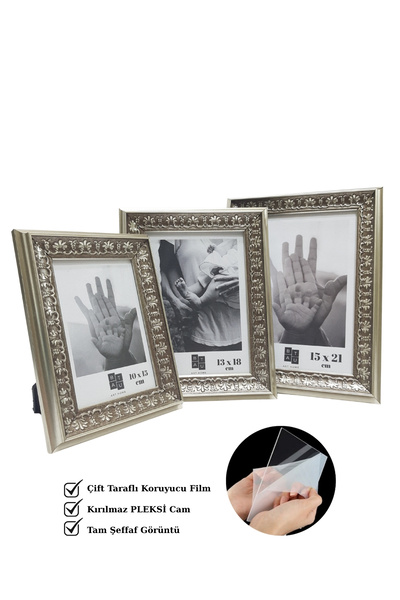 Batu Art Home Fotoğraf Çerçevesi Üçlü Set Korumalı Kırılmaz Pleksi Camlı Masa...