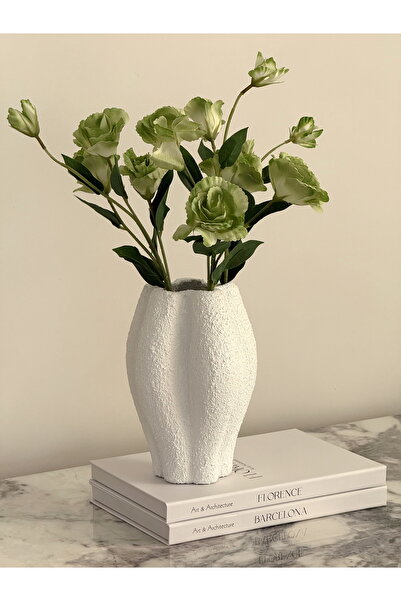 AYSA HOME DECOR Ceramic White Cluster Stoneware Vase