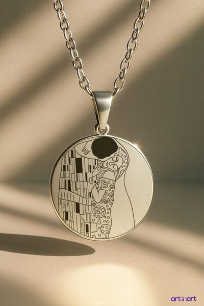 ArtinArt The Kiss (Öpücük) - Gustav Klimt | 316L Çelik Kolye