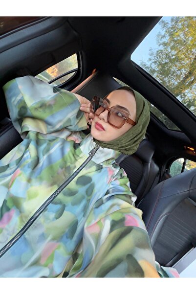 Touche Desenli Dik Yaka Saten Ceket Mint