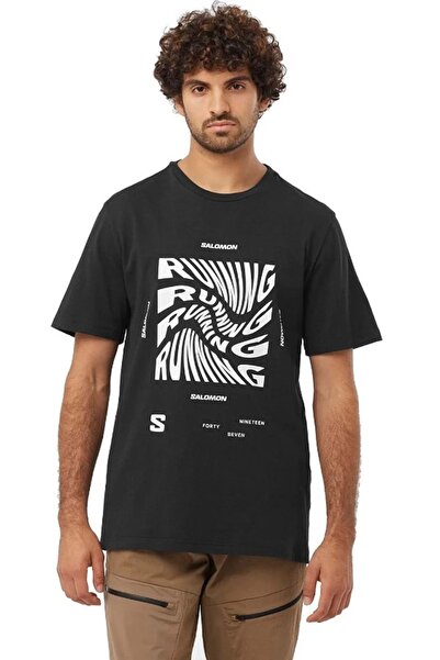 Salomon LC2218800 Running Graphic SS Tee T-Shirt Ανδρικό T-Shirt ΜΑΥΡΟ