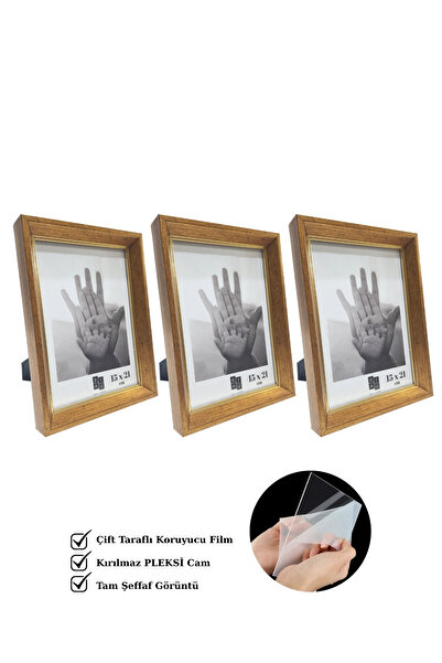 Batu Art Home 3 Adet Fotoğraf Resim Çerçevesi Korumalı Kırılmaz Pleksi Camlı Masaüstü Ve Duvara Asılabilir 15x21cm