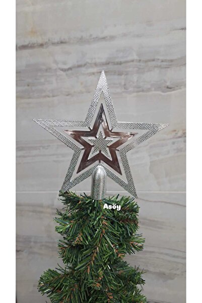 asöy Novogodišnja borova jelka, crvena zvezda na vrhu, Tepelik zvezda, srebrn...