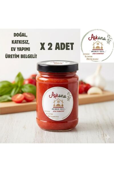 Aşkana Şişe Domates 600g x 2 Adet - Doğal Katkısız Ev Yapımı Kışlık Menemenli...
