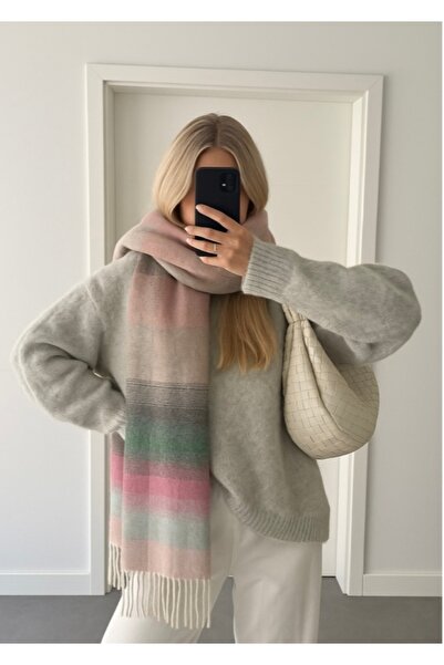 sf collection Colorful Puffy Boucle Soft Textured Patterned Scarf Shoulder Shawl