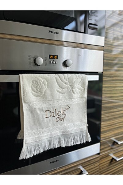 Home Kişiye Özel İsim İşlemeli Mutfak Havlu Şef Krem Renk 30x50 cm (Anneler G...