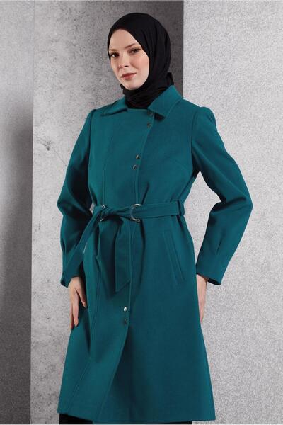 Alvina Плетений пальто з поясом і ґудзиками - 90449