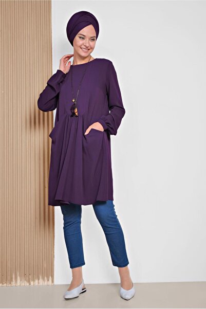Alvina okrugla kragna Sa džepovima Tunika 4240