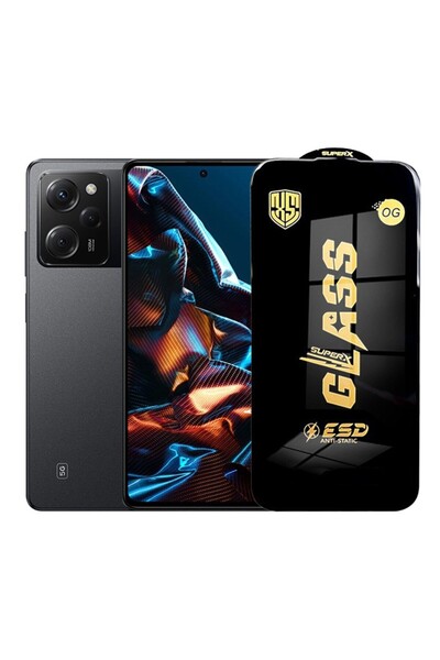 Flippy Protector de ecran pentru Xiaomi Poco X5 Pro — Sticlă securizată ESD, Margini negre, 0,35 mm, Antistatică