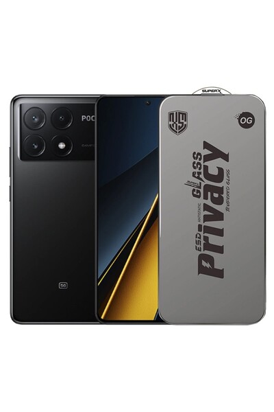 Flippy Privacy Tempered ESD Glass Screen Protector for Xiaomi Poco X6 Pro, 0.30 mm, Black Edges