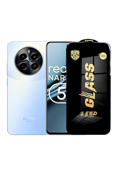 Flippy Protector de ecran pentru Realme Narzo 70 Pro, sticlă securizată ESD de 0,35 mm, margini negre, transparentă