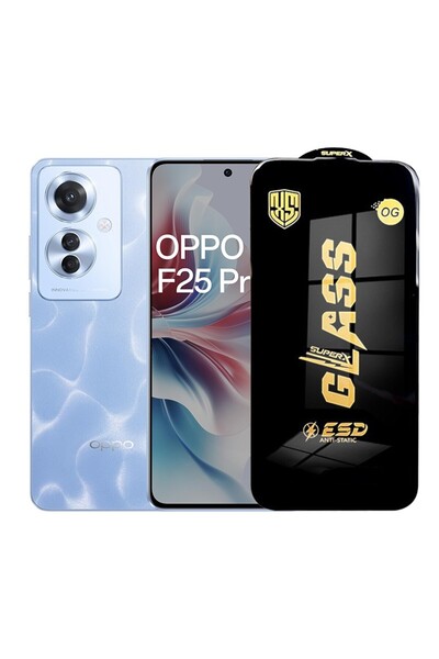 Flippy Protector de ecran din sticlă securizată ESD pentru Oppo F25 Pro, 0,35 mm, transparent, margini negre