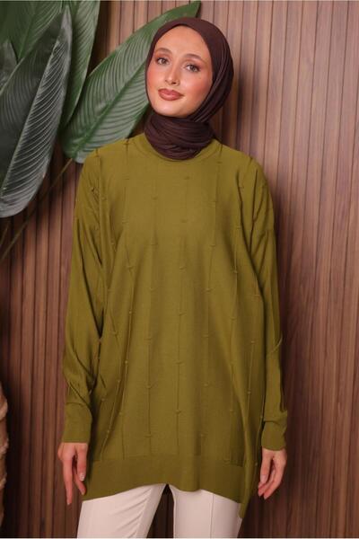 TRENDTESETTÜR Women's Green (Acid) Knitwear Tunic t 4007