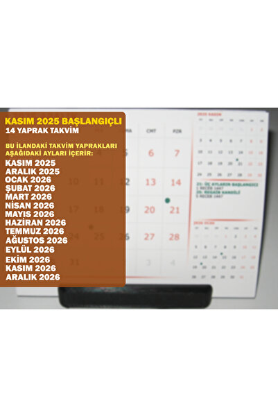 limitsizalisveris Ekim 2025 - Aralık 2026 Yılı Masa Takvimi 15 Yaprak Hicri Dini Günler Resmi Tatiller