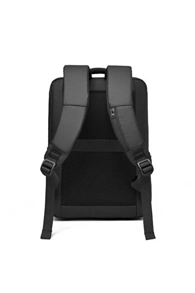 RIYA حقيبة ظهر مقاومة للماء للكمبيوتر المحمول مزودة بمنفذ USB - حقيبة سفر/مدرسة سوداء للرجال والنساء