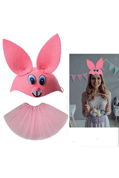 ZERO LAND Costum de iepuraș MTXDPN roz - Set de pălărie de iepuraș și fustă t...