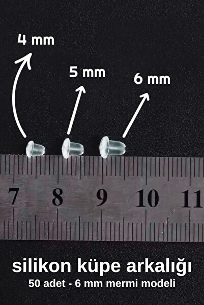 thecolourfully 6 MM Silikon Küpe Arkalığı 50 Adet, Mermi Model