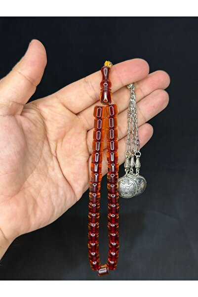 Anemore Collection مسحوق كهرمان مسبحة بني ملون كبسولة قطع 9 مم × 9 مم T-565