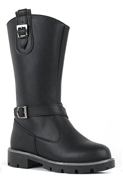 Rakerplus Black Zippered Long Girl's Boots
