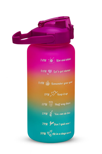 M&B WATER BOTTLE 4 Pack Gradient Sports Water Bottles Set with Time Markers, Leakproof Lid, BPA Free for Gym & Travel