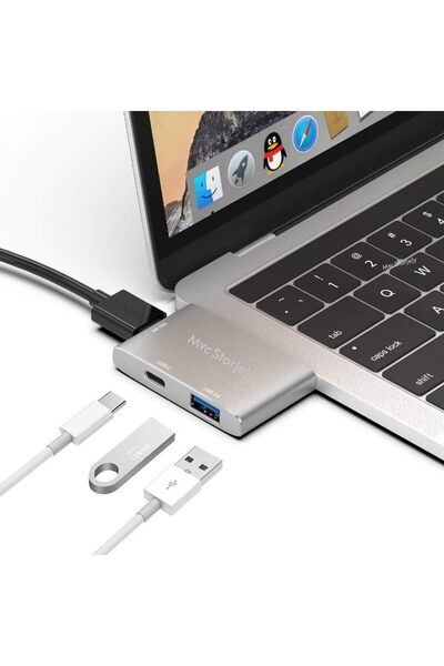 Hype Store MacBook Uyumlu Type-C Hub Dual Type-C Çoklayıcı 1x HDMI 4K 1x B 3.0 1x Type-C PD MacBook Pro Air ile