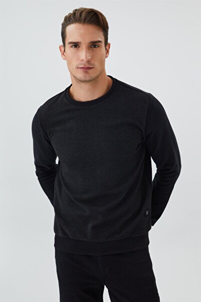 Lee Cooper Newdıagonal Erkek O Yaka Sweatshırt Siyah - Antrasit