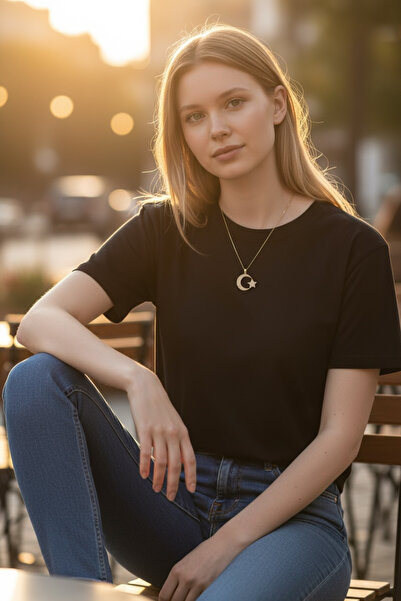 Güler Kuyumculuk 14 Ayar Altın Ay Yıldız Kolye Ucu ve Zinciri