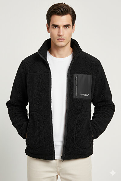 Jack & Jones Ανδρικό μαύρο φλις τζάκετ Jack Jones Park Teddy Jacket Noos