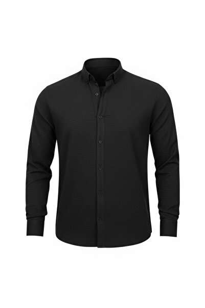 Valiberta М'яка тканина, напівдовга сорочка oversize для чоловіків - чорна