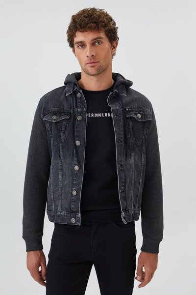 Lee Cooper Pablo 1 Men's 100% Cotton Hooded .Jean Jacket