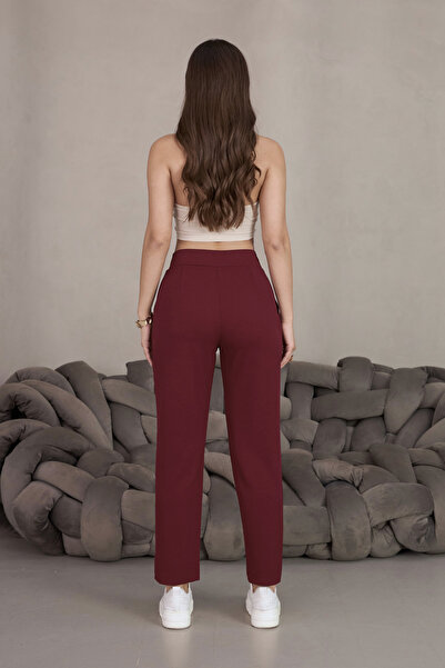 BİKELİFE Women's High Waist Lycra Stretchy Carrot Cut Fabric Pants