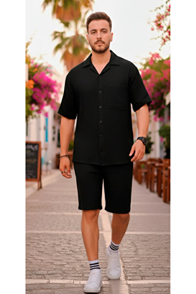 erba Set pantaloni scurți și cămașă pentru bărbați din bumbac