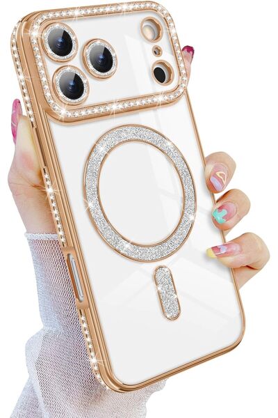 Nezih Case Apple iPhone 17 Pro Uyumlu Taşlı Magsafe Şarj Özellikli Kamera Kor...